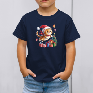 Vaikiški marškinėliai su spauda „Šventinis kačiuko šuolis“