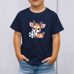 Vaikiški marškinėliai su spauda „Žiemos džiaugsmo elniukas“