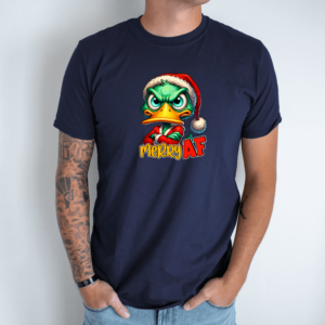 Unisex marškinėliai su spauda „Merry AF mood“