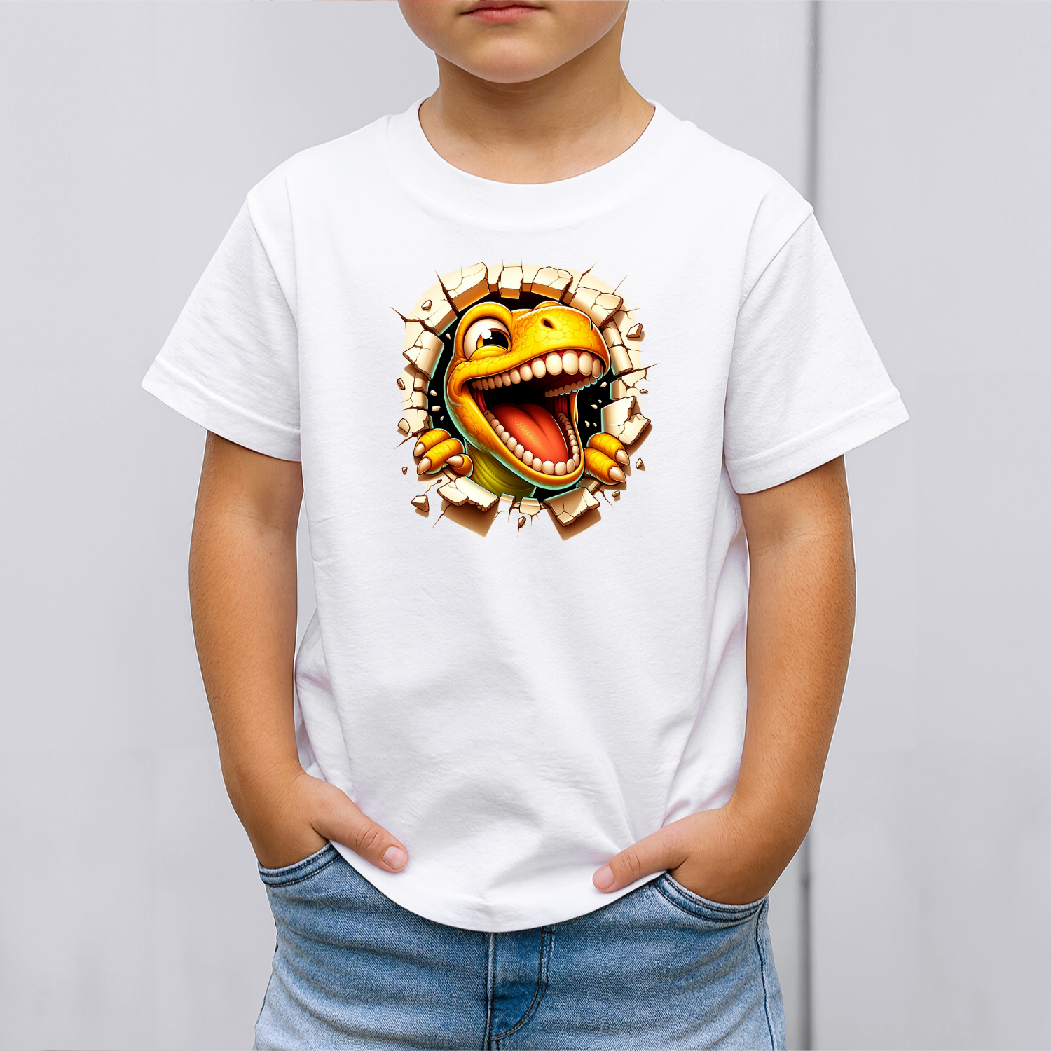 Vaikiski-Marskineliai-balta-Dino-Juokdariukas