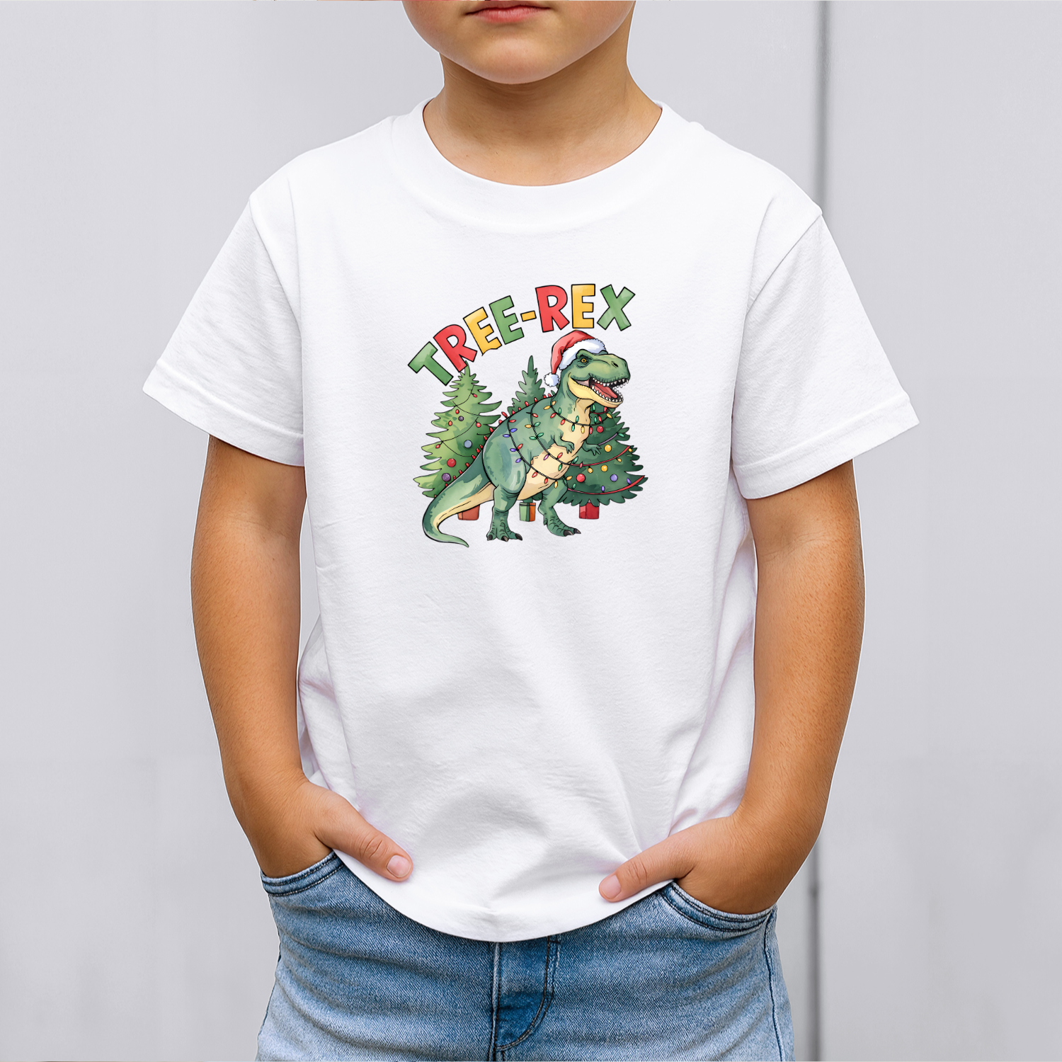 Vaikiski-Marskineliai-balta-Tree-Rex-Dino