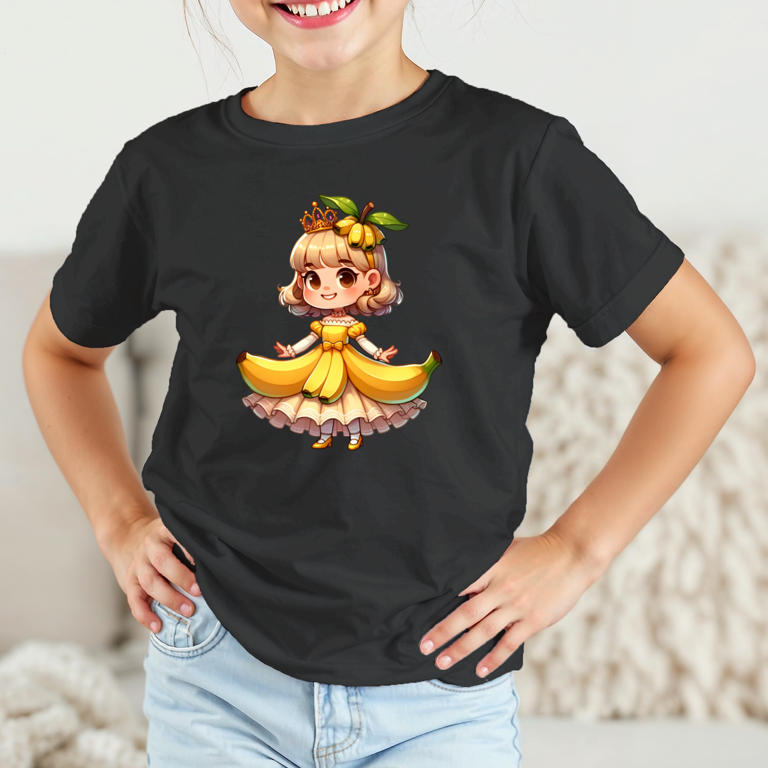 Vaikiski-Marskineliai-juoda-Bananiuke-Princese