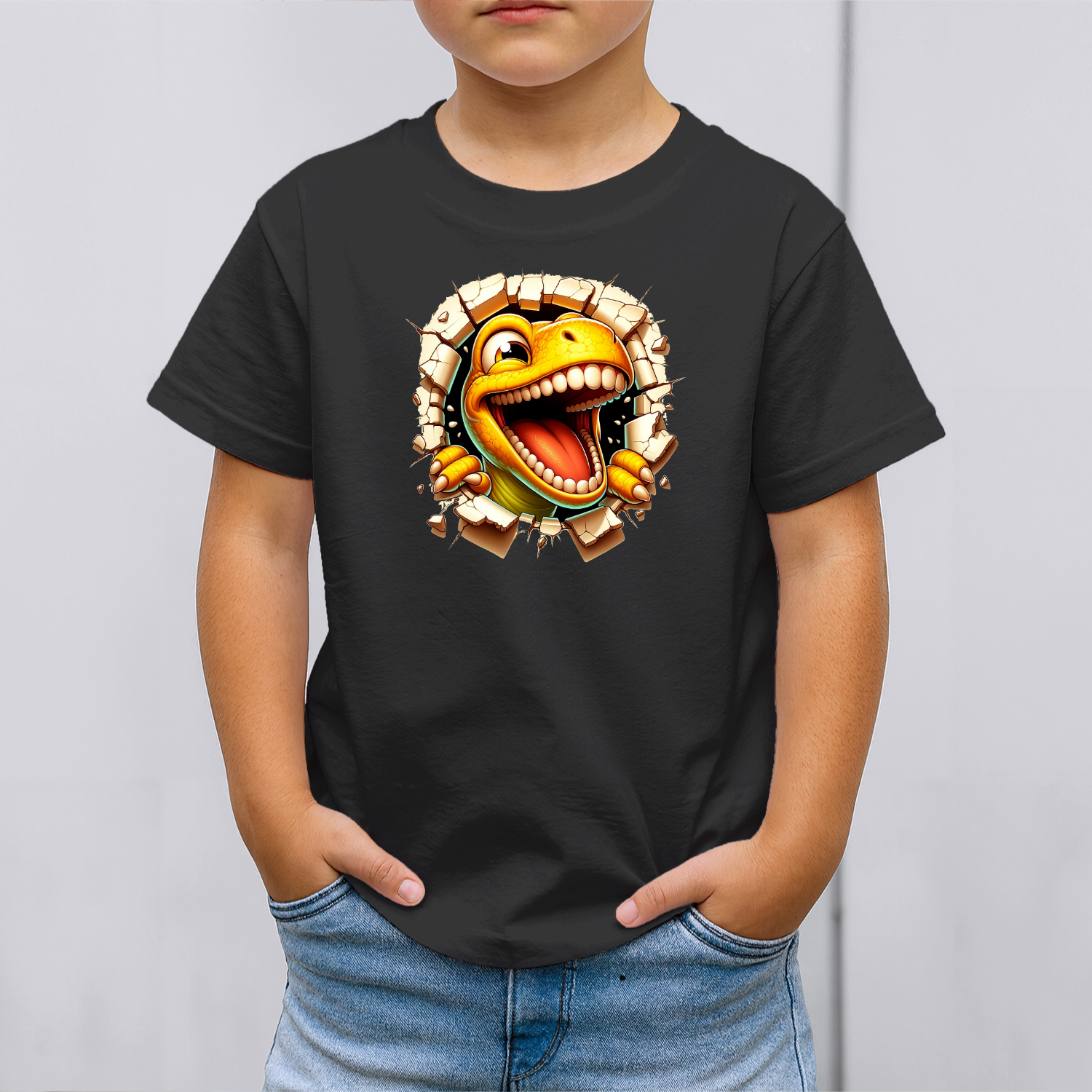 Vaikiski-Marskineliai-juoda-Dino-Juokdariukas