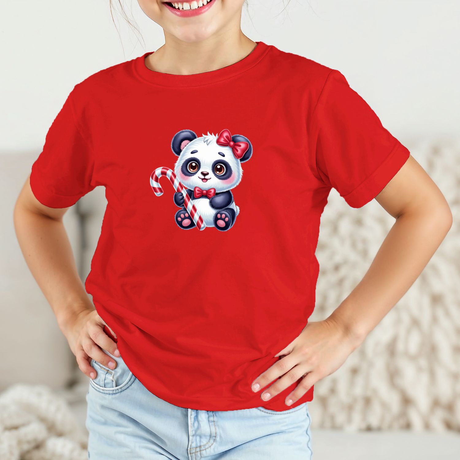 Vaikiski-Marskineliai-merg.-raudona-Kaledine-panda