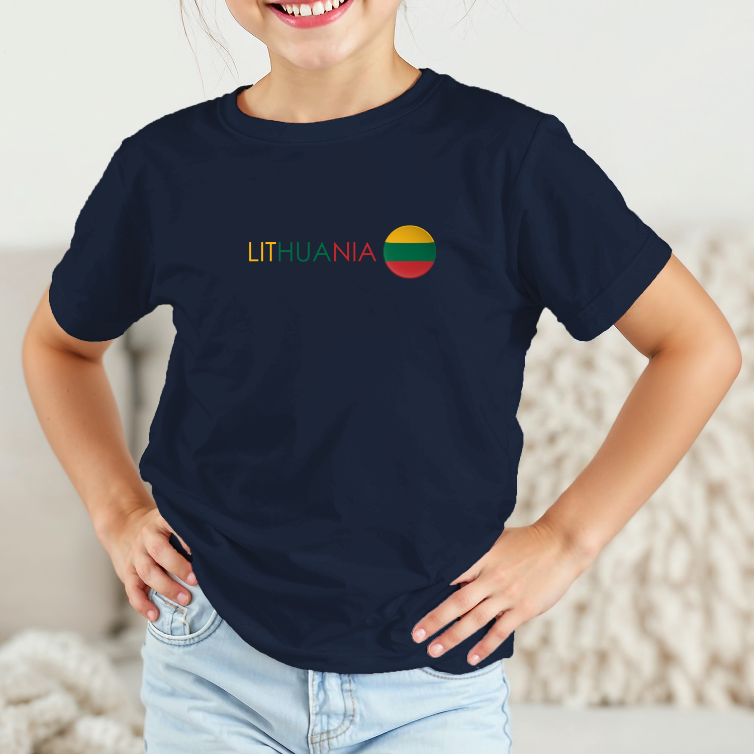 Vaikiski-Marskineliai-merg.-t.melyna-Uzrasas-Lithuania