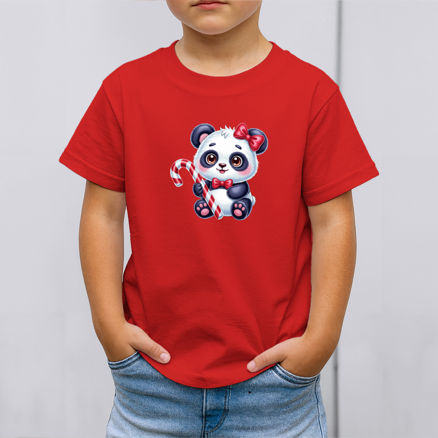 Vaikiski-Marskineliai-raudona-Kaledine-panda