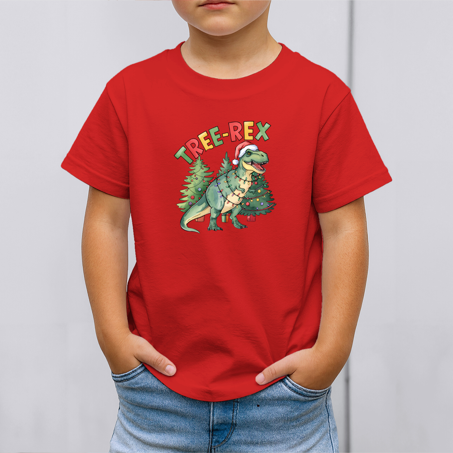 Vaikiski-Marskineliai-raudona-Tree-Rex-Dino