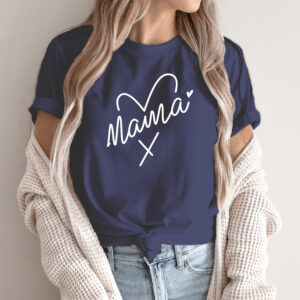 Unisex marškinėliai su spauda „Širdimi mama“